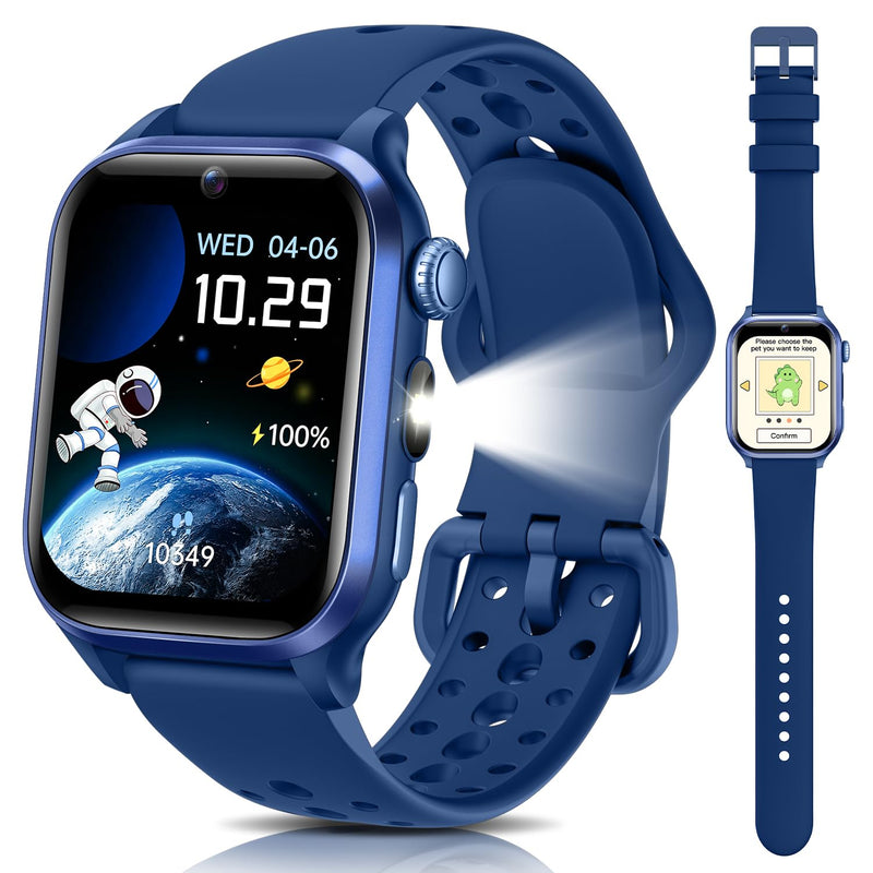 RUXINGX Kids Smart Watch No APP, 1.52" Smart Watch Fitness Trackers (Blue) | Camera,Puzzle Games,Heart Rate, Sleep Monitor,Music Player,Pedometer, for Girls Boys Teens 3-12 Blue