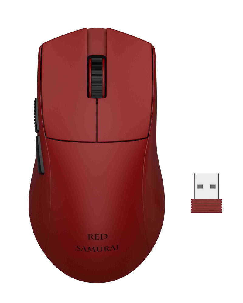 RED SAMURAI Wireless Gaming Mouse, 51g Ultra-Light, Tri-Mode,Red | Ultra-lightweight 51g body, Tri-mode BT/2.4G/USB-C wired, 26K DPI precision optical sensor, 1000Hz polling rate Red