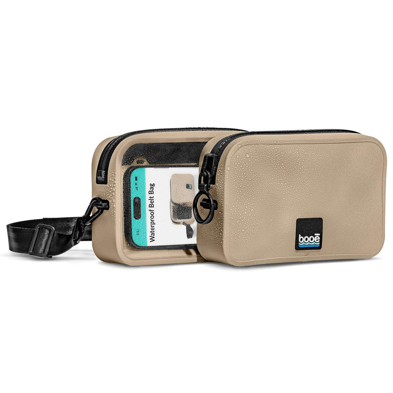Booe Waterproof Belt Bag - Waterproof Fanny Pack - Warm Sand | 100% Waterproof Bag, IP67 Submersible, Airtight TRU Zip, Floats, Fits All Phones, Touchscreen-Friendly, Crossbody/Waist Pack