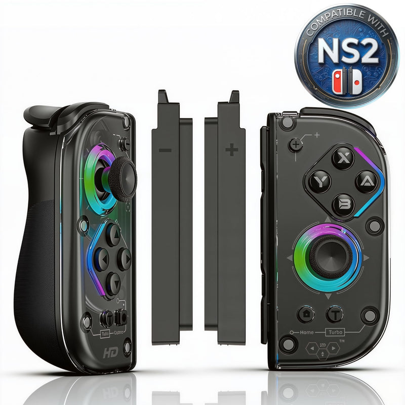 TNDA Wireless Controller Compatible with Switch and Switch 2, Charging Adapters Included, Hall Effect Joystick Wireless Joypad with RGB Lighting, 6-Axis Gyroscope Motion Control, Turbo Button, Rechargeable Battery