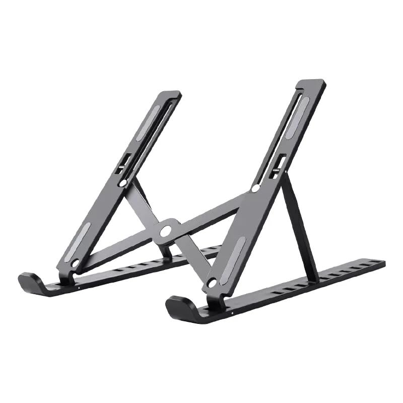 1 Pack Foldable Adjustable Laptop Riser, Silicone Desk Holder for 10-17.3 Inch Laptop & Tablet, Black