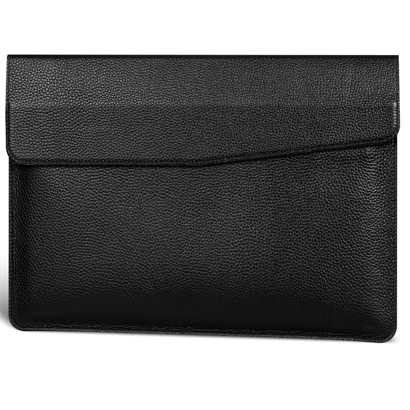 Genuine Leather Laptop Sleeve for MacBook Neo,MacBook Air/Pro 13" | Full-Grain Genuine Leather Laptop Cover with Magnetic Buckle Closure,Computer Protective Bag,Lychee Grain Black Lychee Grain Black for MacBook Pro/Air 13"