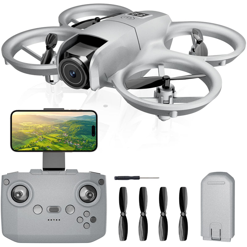 Camera Drone, 1080P HD Quadcopter for Beginners | One Key Takeoff/Landing, Altitude Hold, Headless Mode, 3D Flips, Trajectory Flight, 3 Speed Modes Gray