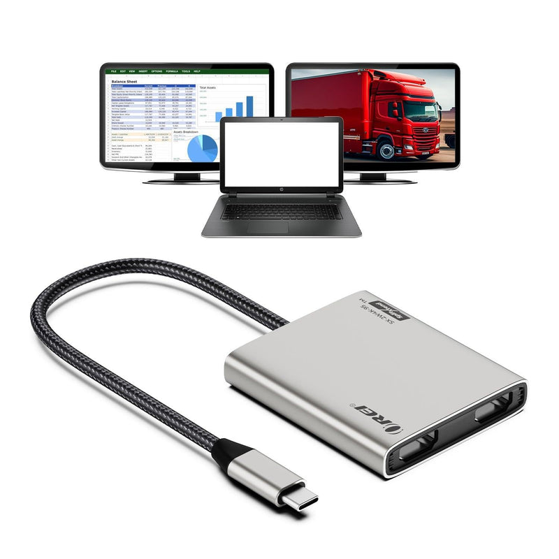 OREI SplitXtend USB-C to Dual HDMI Adapter 4K 60Hz – Dual Monitor USB C Hub with 95W Power Delivery, USB-C DP Alt Mode & Thunderbolt 3/4 Compatible, HDMI Adapter for Windows & MacOS