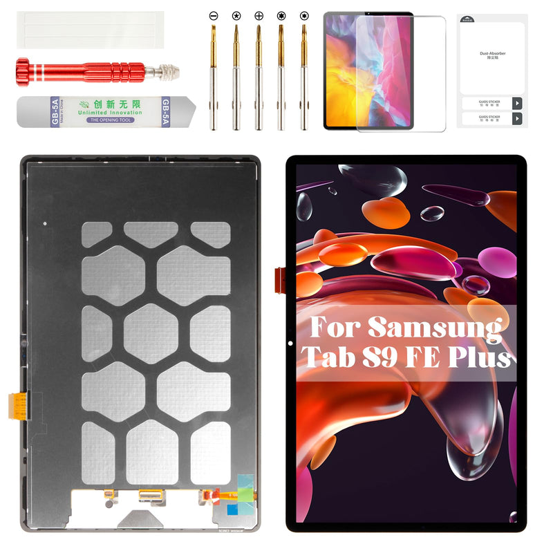for Samsung Tab S9 FE Plus Screen for Samsung Galaxy Tab S9 FE Plus LCD Display for Tab S9 FE+ SM-X610 Screen Touch Digitizer Assembly Replacement SM-X616B Black