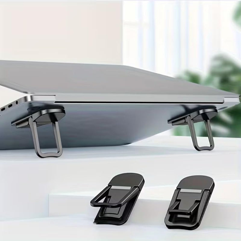 Laptop Stand Two Speed Adjustable Foldable Portable Elevated Compact Computer Riser for Home Office Travel Improves Airflow, 2pcs
