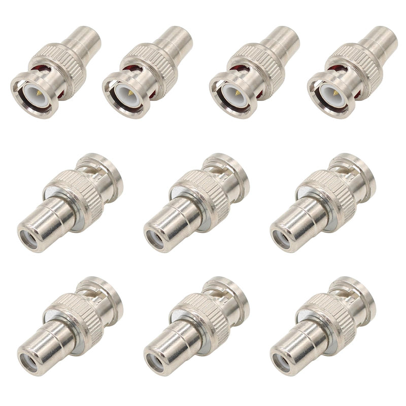 BNC to RCA Adapter 10-Pack RCA Female Plug to BNC Male Coaxial Connector | for CCTV Survelliance Camera system