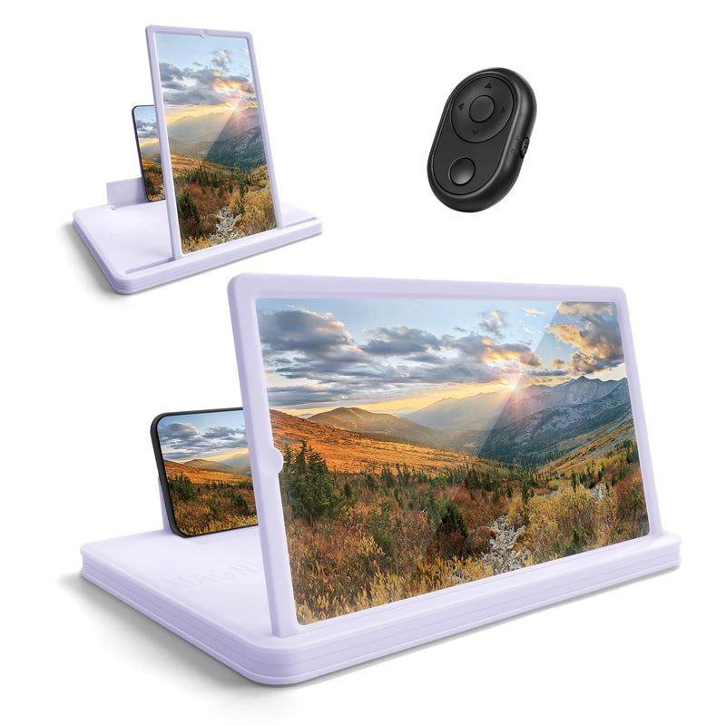 14" Phone Screen Magnifier, Detachable Fresnel Lens, Bluetooth Remote | Anti-Blue Light Phone Screen Magnifier, Horizontal & Vertical Viewing, Detachable Lens, Sliding Case, Cool Gifts