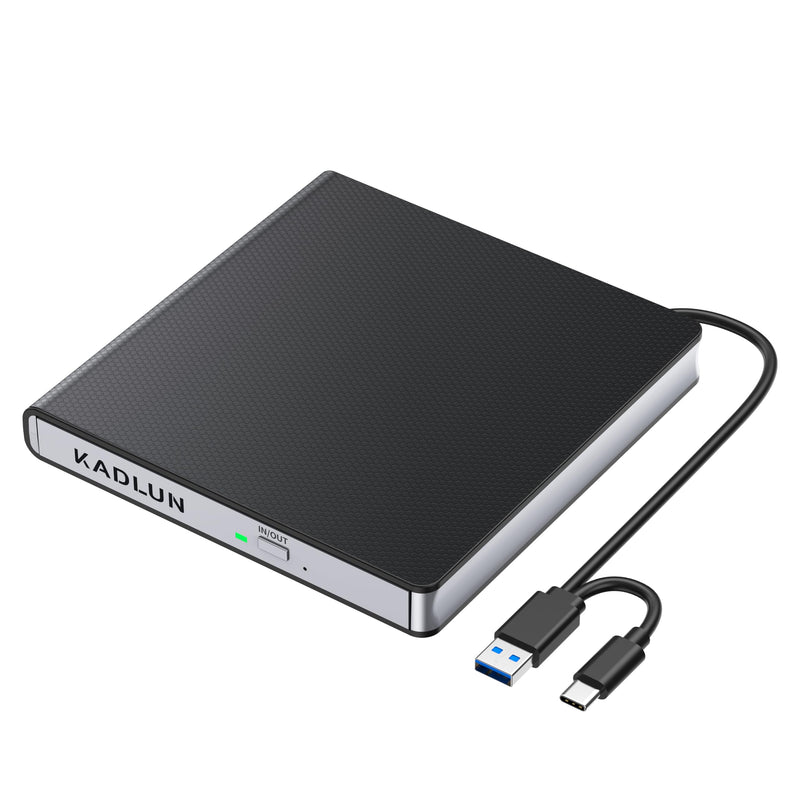 External CD DVD Drive for Laptop USB 3.0 USB C CD Burner External DVD Drive Portable CD ROM Burner Reader Writer Drive External DVD Player for Laptop Desktop PC Windows 11/10/8/7 MacBook Mac OS Linux black-2 in 1
