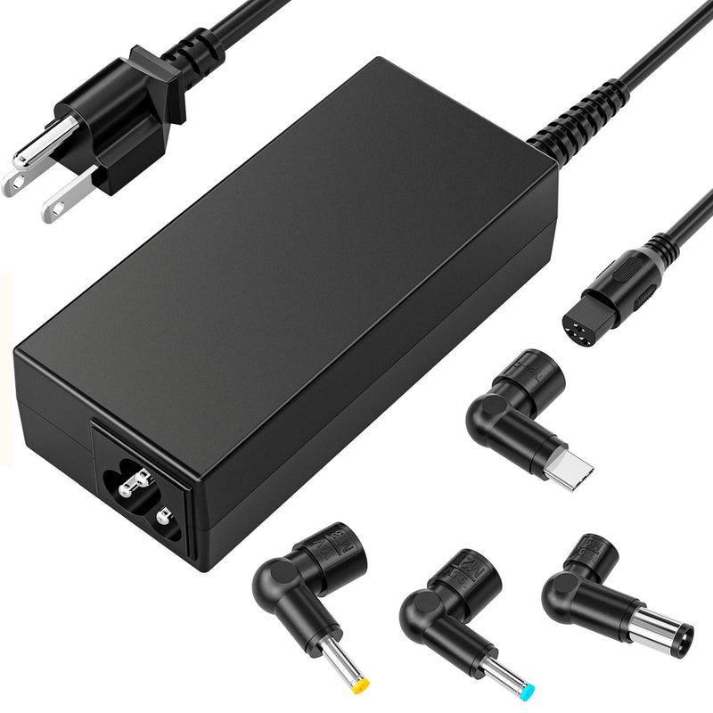 Universal 65W USB C Laptop Charger, 4-in-1 with 3 Round Tips AC Adapter | Compatible with HP chromebook Lenovo Dell Acer Asus Samsung Google Computer Type C Power AC Adapter