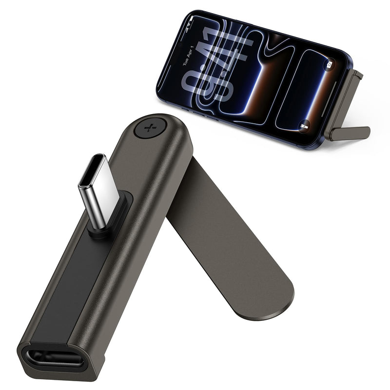 Invisible Phone Stand with USB C Adapter,240W Fast Charging USB C Male to | USBC Female Connector Adapter for iPhone 17 Pro Max/17e/17/16e/16/15/15 Plus/2-in-1 Compact Phone Foldable Holder Kickstand