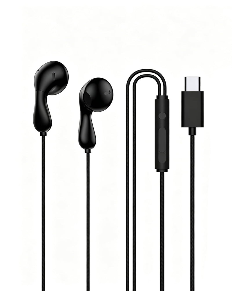 USB C Wired Earbuds with Microphone, in Ear Headphones with Volume Control for Calls Music Videos, 1 Pack, Classic Black 1 Pack, USB-C