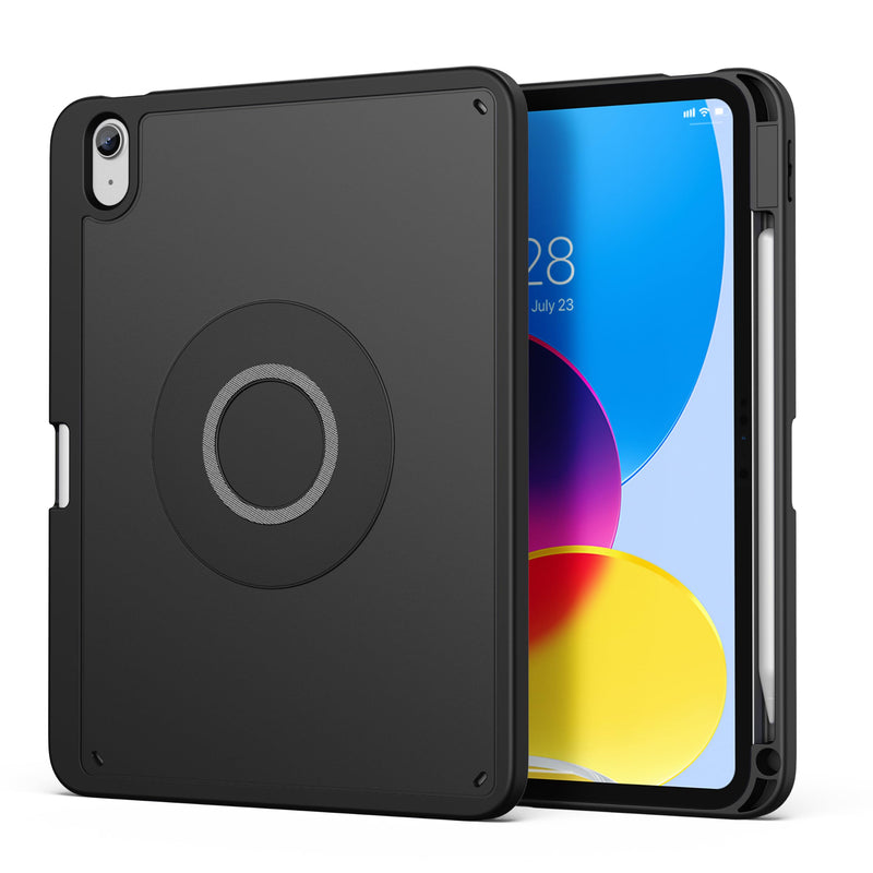 Supveco Magnetic Case for iPad A16 11th/10th Generation 11" 2025/10.9" 2022 | Slim Lightweight Soft TPU Bumper,Magnetic Hard PC Back Cover with Pencil Holder, Drop Protection,Supports Touch ID,Black A- Black