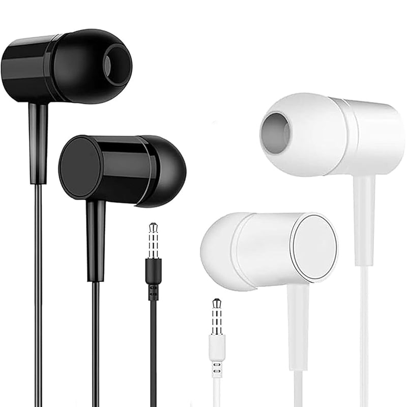 2-Pack Wired Earbuds, 3.5mm in-Ear Headphones Stereo Sound, Noise-Isolating Earphones for Music, Calls, Gaming & Video Chat, Compatible with Computer and Tablet, Black & White