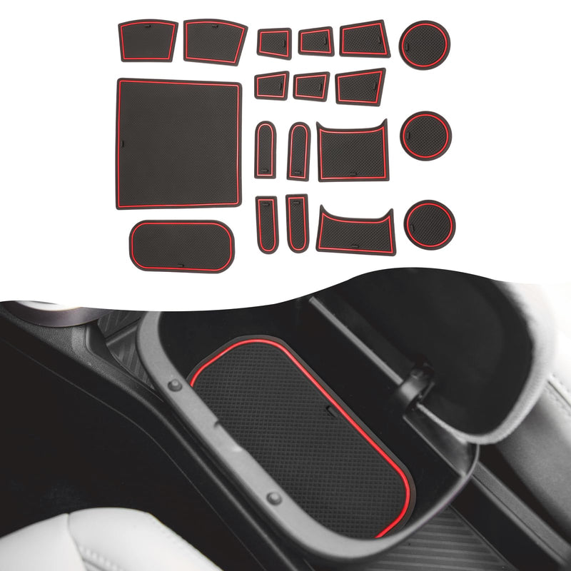 SXCY for 2025 2026 Mini Cooper Accessories [4-Door F65] Cup Holder Inserts Liner 2025 2026 Cooper Door Slot Mats for Mini Cooper Accessories 2026 Cooper Console Liners Anti-Dust Waterproof Mat (Red) 2025 2026 Cooper 4-door F65 (Red)
