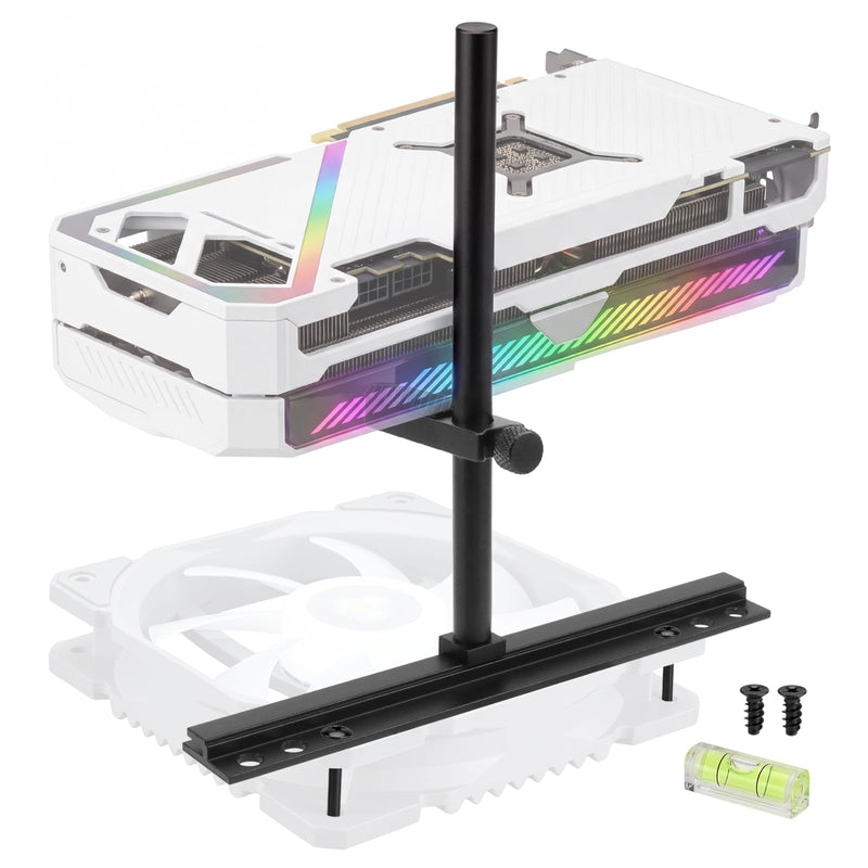 GPU Support Bracket, Metal Graphics Card Holder Support for 9cm/12cm/14cm Fan Mount, Adjustable Anti Sag GPU Stand 10-129mm for ATX MATX ITX Computer Case