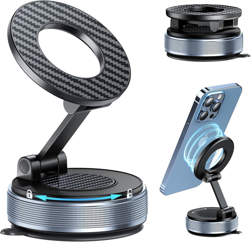 Car Phone Holder for Magsafe [Strongest Suction & Foldable] 360° Adjustable Vacuum Magnetic Phone Holder, Cell Phone Holders for Your Car Compatible with iPhone 17 Pro Max 16 15 14 13 12