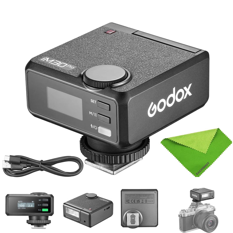 Godox iM30Pro IM30 Pro Mini Flash, Camera Flash for Sony Canon Nikon Fuji | GN15 /500 Full-Power Flashes,1.5S Recycle,Auto & 1/128 Manual Mode ,90° Angle Adjustable,TypeC Rechargeable
