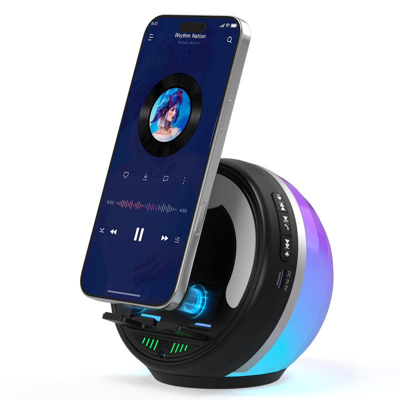 Wireless Induction Speaker with Phone Stand, RGB Bluetooth Desk Speaker | No Bluetooth Pairing, Instant Sound Boost, Great for calls, podcasts, and videos, Unique Gift for Men, Dad, Mom, Office