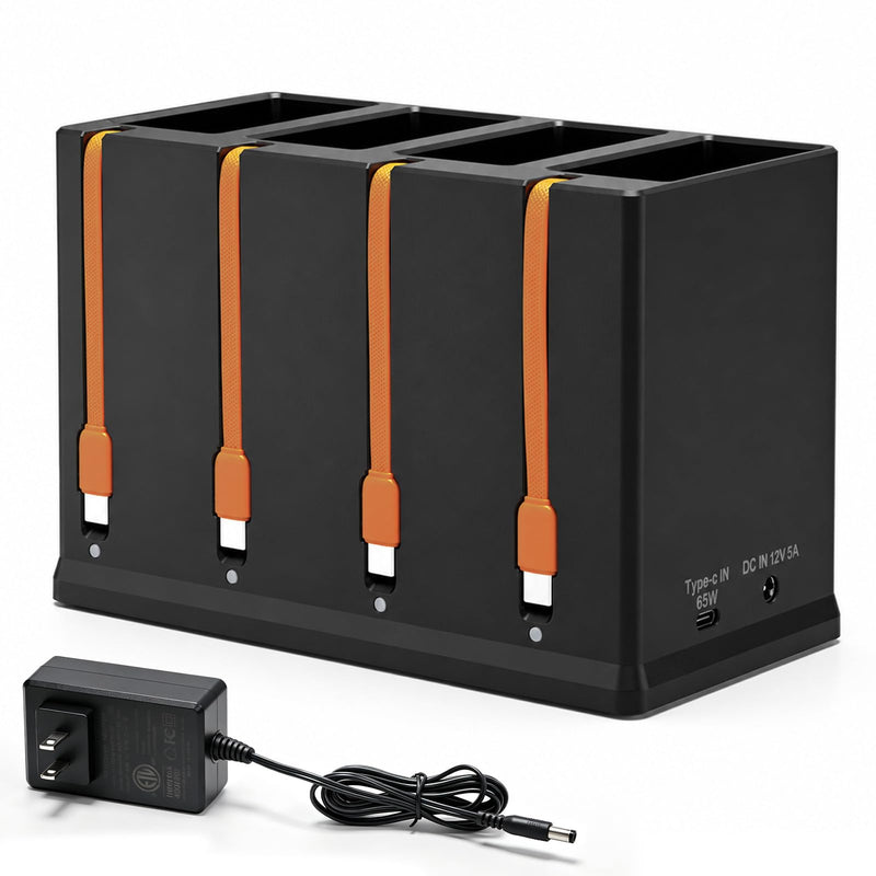 Charger for Moultrie Edge Series Cellular Trail Camera Battery, 4-Channel Charging Station for Moultrie Edge, Edge PRO,Edge 2, Edge 2 PRO Rechargeable Battery