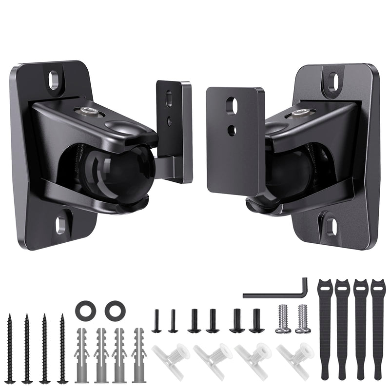 Universal Wall Mount Bracket for Satellite Surround Sound Speakers, 2-Pack | Max 11 lb Load, 360° Rotatable Ball Joint, Fits keyhole, M4/M5/M6 & 1/4"-20 Mounting for Roku Polk Samsung Q990F Q990D & More
