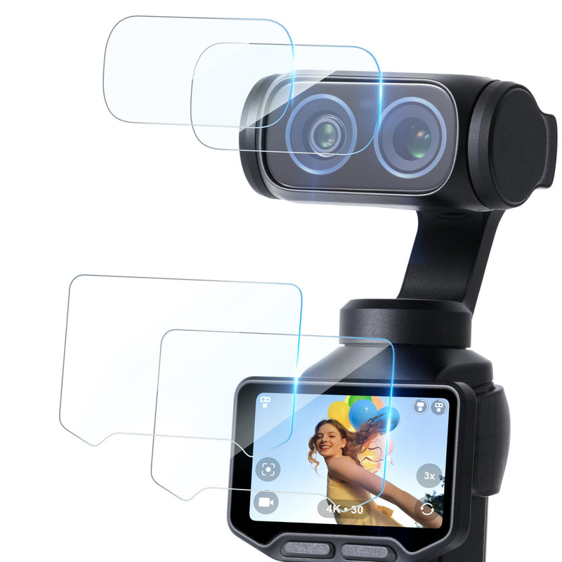 Screen Protector for Insta360 Luna Ultra, HD Film Screen and Lens Protector for Insta 360 Luna Ultra Accessories, 9H Tempered Glass Film with Hydrophobic and Oleophobic Coating (2 Sets)