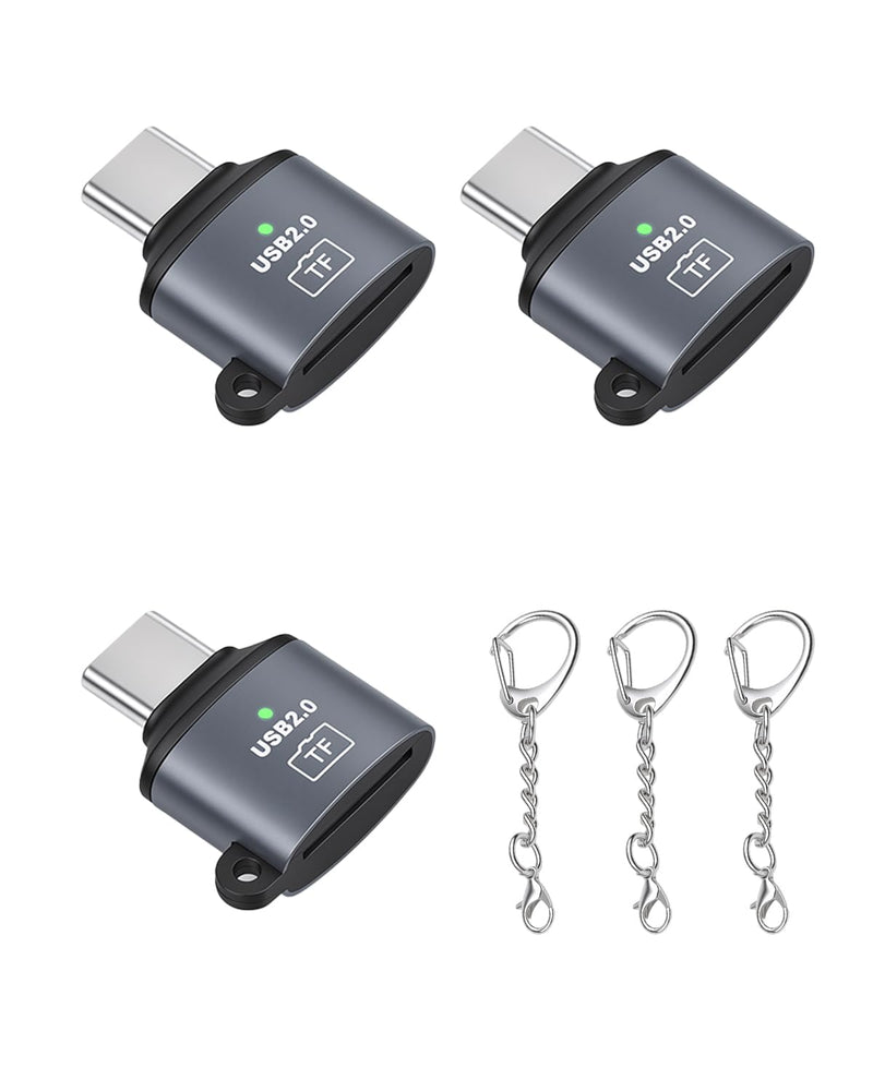 GELRHONR 3Pack USB C Micro SD Card Reader,Type C to Micro SD/TF Card Adapter with Keychain Plug and Play for Laptop,Tablet,Smartphone Type C to TF ,3Pack