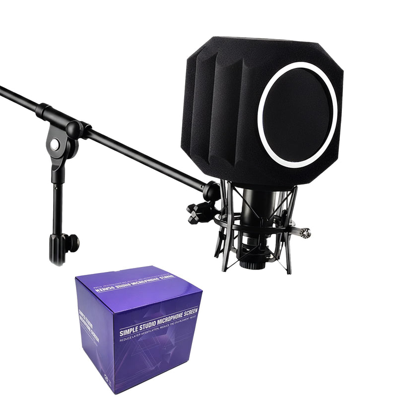 Microphone Isolation Shield Pop Filter for 40-66mm Microphone Soundproof Mic Isolation Ball Reducing Noise Eco Reflection Pop Shield Gift Mic Cover Foam for Podcasting Live Stream Subtitles Black