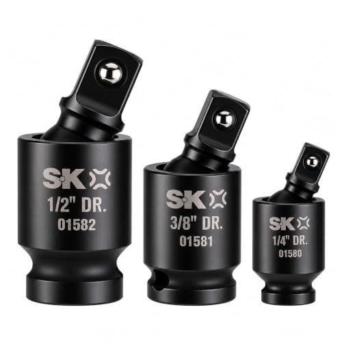 SK Pinless Impact Universal Joint, Swivel Socket Adapter Set 1/4" 3/8" 1/2"