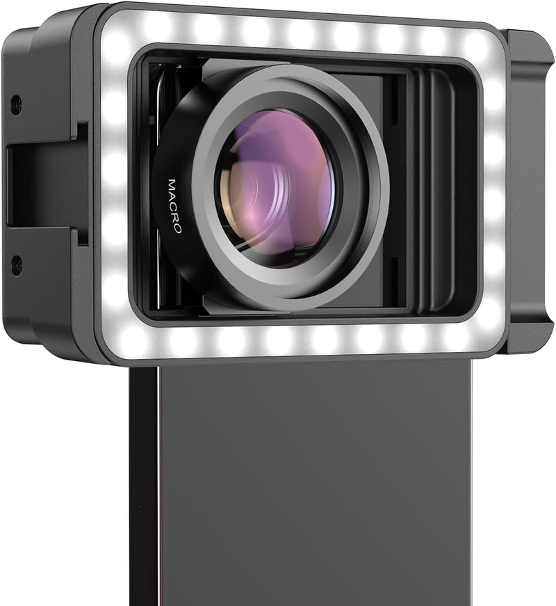 MIAO LAB 15X Phone Macro Lens with LED Fill Light, 15X Macro Lens + 17mm Thread Lens Adapter for iPhone 15/15Pro/15Pro Max, Samsung, Android Phone (Fits for Almost Phone)