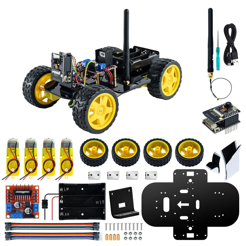 LAFVIN Camera Robot Car Kit for ESP32, WiFi Real-Time Video Streaming 4WD Smart Robot Car, L298N Motor Driver DIY STEM Programming Robot Kit with Complete Tutorial