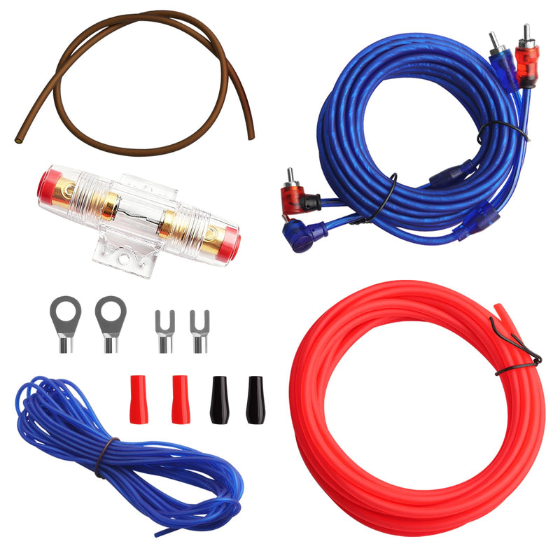 Amp Wiring Kit 10 Gauge Fit Car Audio Subwoofer Upgrade | Subwoofer Wiring Kit Includes 10 Gauge Speaker Wire,RCA Cable,Fuse Holder,Terminals,All-in-One Amplifier Wiring Kit