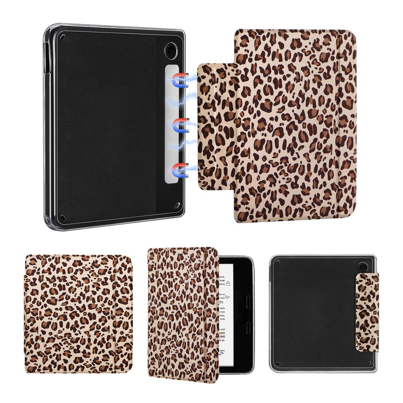 Magnetic Detachable Case for 7" Kobo Libra Colour (2024) | Magnetic Detachable, Auto Wake/Sleep, Slim PU Leather Case, Soft TPU Edge, Lightweight, For Bookish Travelers, Leopard 7" Kobo Libra Colour 2024 Released