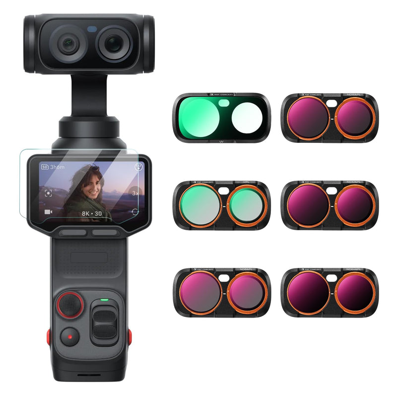 K&F CONCEPT 6-Pack Filter Kit Compatible with Insta360 Luna Ultra | UV+CPL+ND16/PL+ND32/PL+ND64/PL+ND256/PL Filter with Magnetic Mount, Optical Glass, Ultra-Slim, Stowable for Vlog, FI061