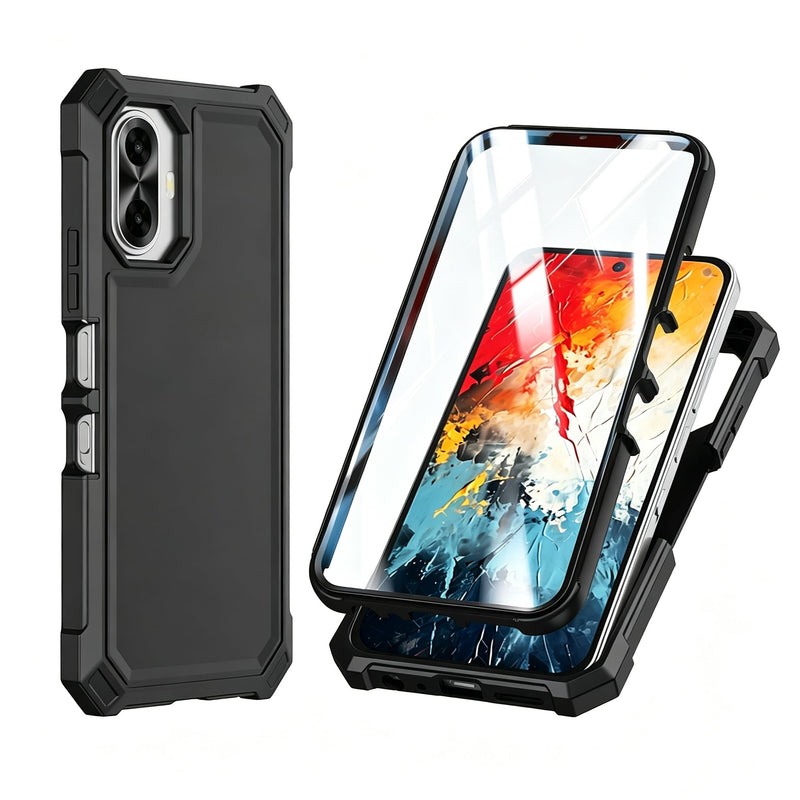 for TCL K70 5G / TCL K70 XE Phone Case with Screen Protector Black | Full Body Protection Front PC Back Soft Silicone Bumper,Heavy Duty Protection Shockproof Corner