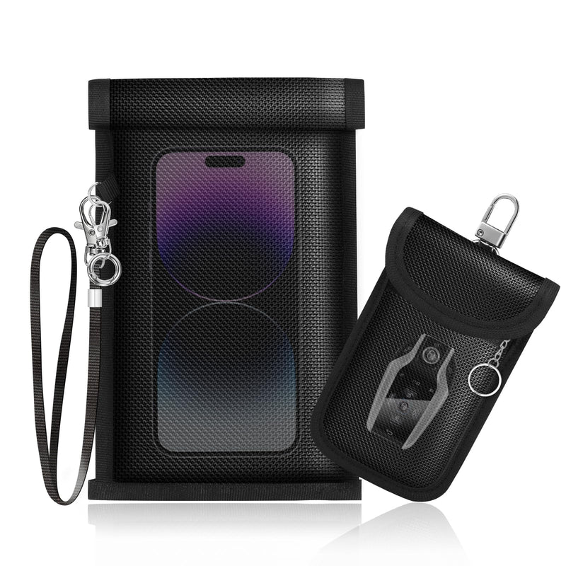 Faraday Bags for Phones & Car Key Fobs, 2-in-1 Signal Blocking Set | Large phone pouch and compact key pouch with dual-layer shielding to help reduce relay theft and protect digital privacy 1 Large Phone Pouch + 1 Key Fob Pouch