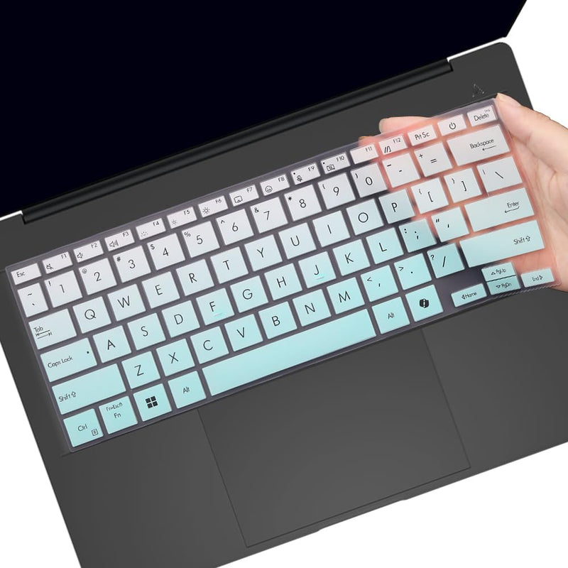 Keyboard Cover for ASUS ZenBook A14 UX3407, ZenBook S 14 UX5406, ZenBook S 16 UX5606 UM5606 UM5606WA, ZenBook A16 UX3607 14-inch Laptop US Layout Keyboard Protective Cover Skin-OmbreMint OmbreMint