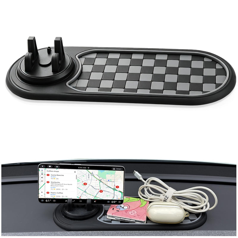 Multifunctional Car Anti-Slip Mat with 360° Rotating Phone Holder – 3 in 1 Anti Slip Mat for Car, Dashboard Mat Anti Slip Pad for Car Dashboard Organizer for Sunglasses, Keys