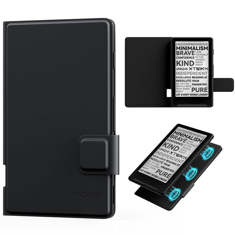 MoKo Magnetic Case for XTEINK X4 eReader 4.3", Slim Leather Cover, Black | Ultra-Lightweight, Folio Premium Cover, for Xteink X4 E-Book Reader, with Secure Magnetic Clasp
