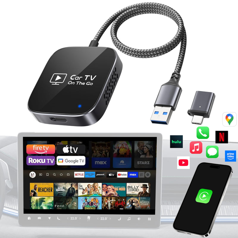 2-in-1 Wireless CarPlay Adapter & Autolink Pro 2026[Car TV Mate,Metal Case] | Convert Wired to Wireless Car Play with HDMI Input for TV Stick, Screen Mirroring & Streaming, Fit for 2016+ Vehicles-Black Black