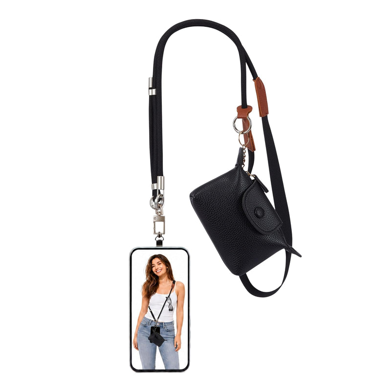 Clip and Go Strap for Phone with Wallet Crossbody for Women Black