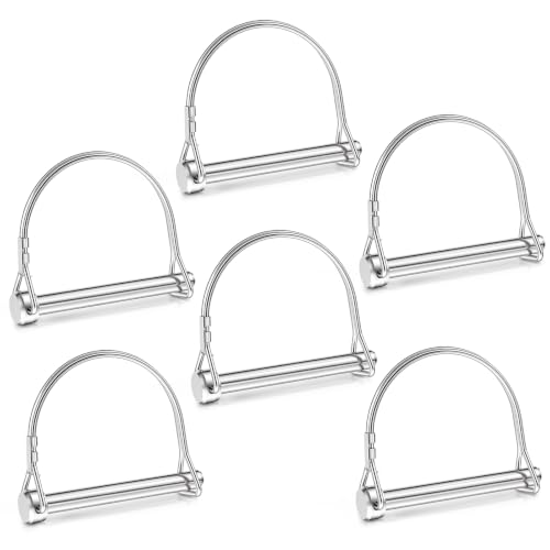 Hicarer 6 Pack 3/8" X 2-3/4"（9.5mm X 70mm） Safety Coupler Pins, Trailer Coupler Pin, 316 Stainless Steel Trailers Hitch Pin Heavy Duty Trailer Latch Pins with Wire Retainer for Boat Farm Equipment 3/8" X 2-3/4"（9.5mm X 70mm）