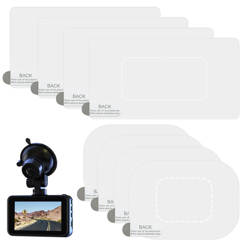 Dash Cam Windshield Stickers, 8 Pcs Clear Electrostatic Mounting Film, Reusable Scratch-Resistant Adhesive Pads for Car Camera (8 Pcs)