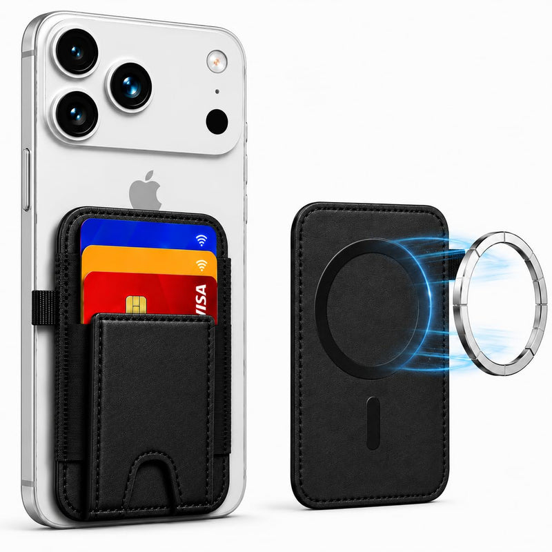 for MagSafe Wallet 5 Card Holder with RFID Blocking, Compatible Magnetic Card Holder for iPhone 17/16/15/14/13/12 Pro Max Plus Air Series with 2 Card Slots - (Black)