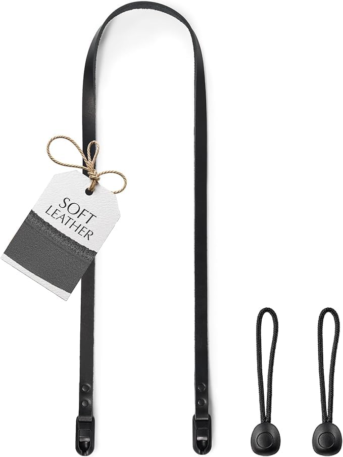 Slim Leather Camera Strap with Quick Release, Neck Adjustable Camera Shoulder Strap SLR, Big, Black