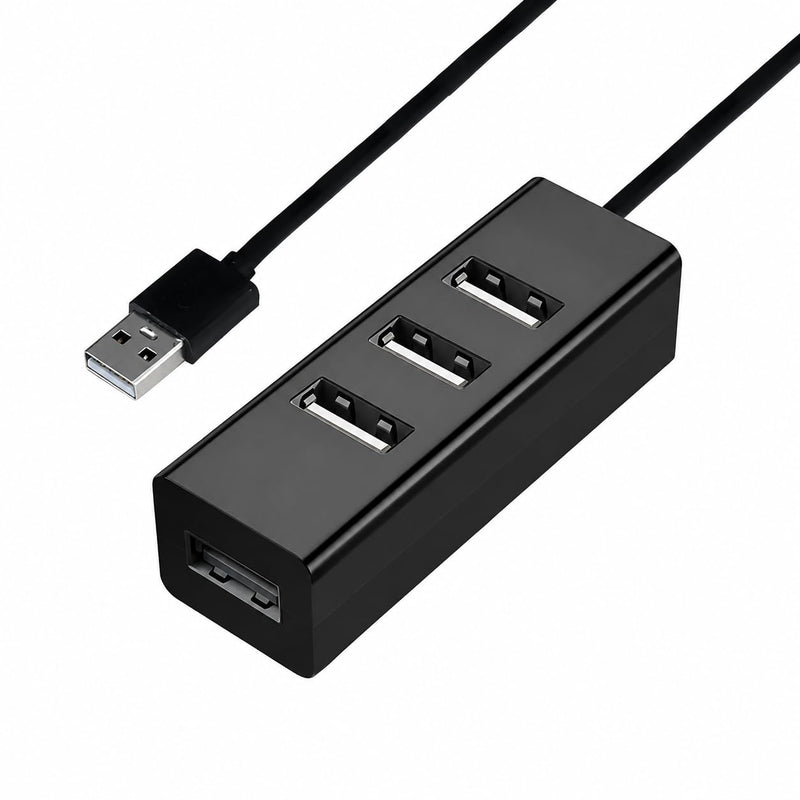 USB 2.0 Hub 4 Port, Portable USB Hub for Laptop Desktop Keyboard Mouse and Flash Drive black