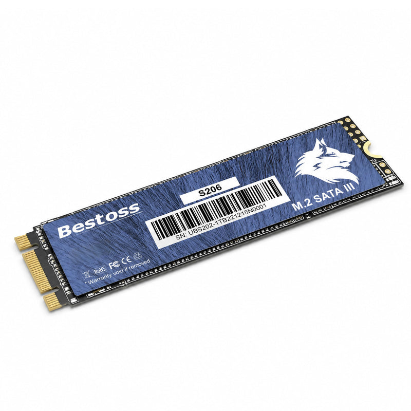 Bestoss M.2 SATA III 6Gb/s NGFF 128GB SSD 3D NAND Solid State Drive | M2 2280, Dynamic SLC Cache, Read Speed up to 550MB/s, Compatible with Laptop and PC Desktop S206