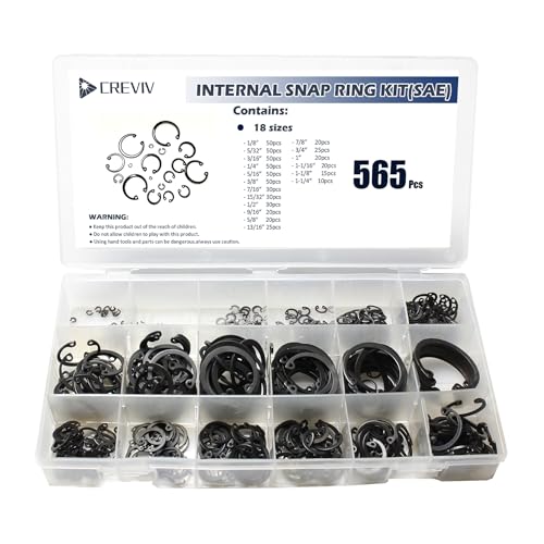Internal Snap Ring Kit SAE, 565Pcs, 18 Sizes (1/8"-1-1/4")