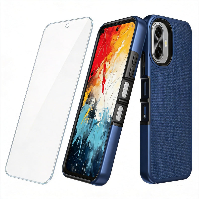 Phone Case for TCL K70 5G/TCL K70 XE with Screen Protector Blue | TCL K70 Phone Case Dual Layer Silicone Heavy Duty Protection Rugged Military Grade Shockproof Design Blue