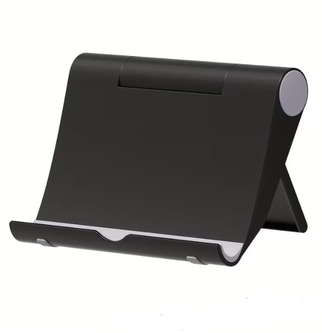 Folding Cell Phone Stand, Fully Adjustable Foldable Desktop Phone Holder Cradle Dock Compatible with All Smart Phones Black